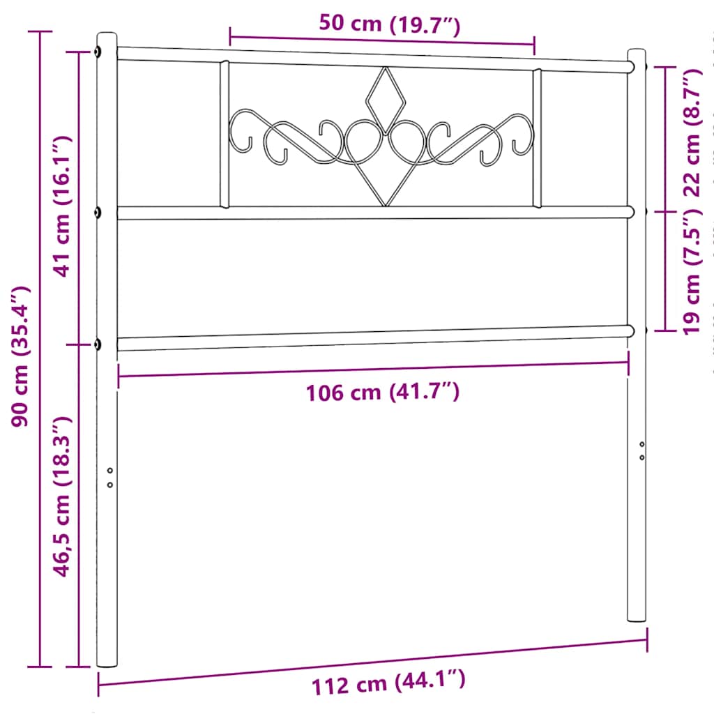 udskiftningsgavl 107 cm metal sort