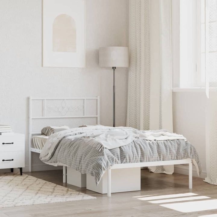 sengeramme med sengegavl 80x200 cm metal hvid