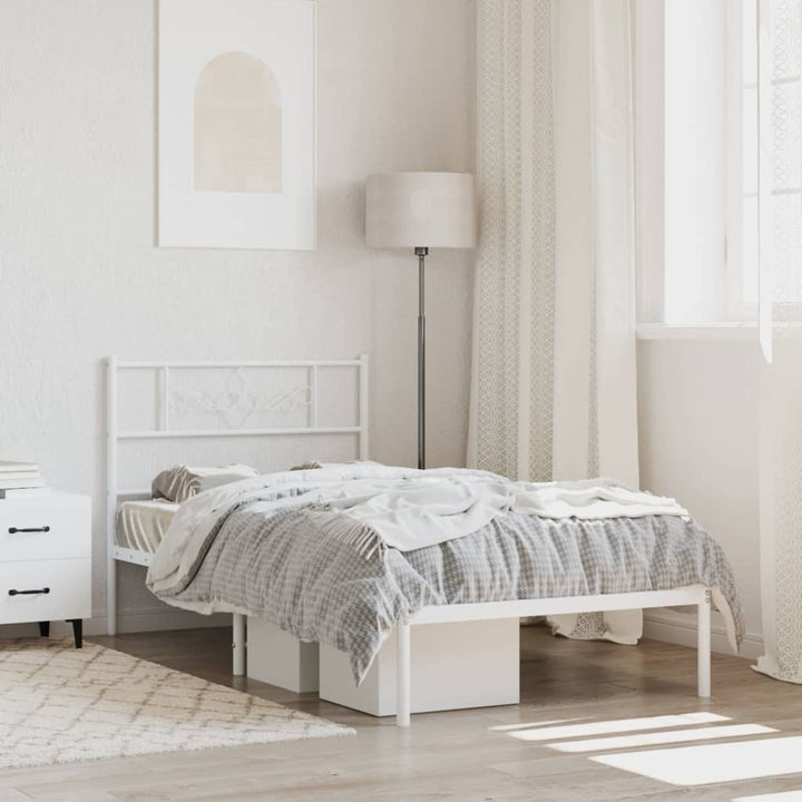 sengeramme med sengegavl 90x190 cm metal hvid