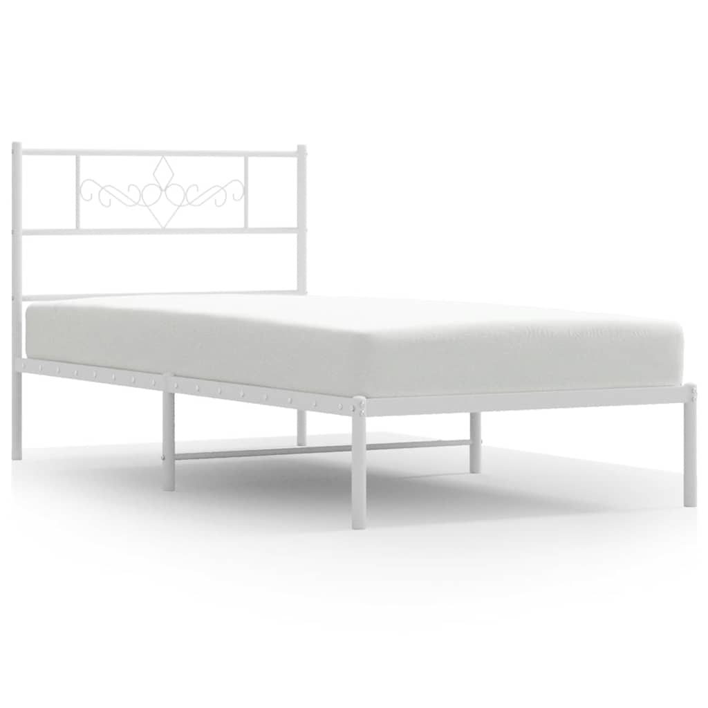 sengeramme med sengegavl 100x190 cm metal hvid