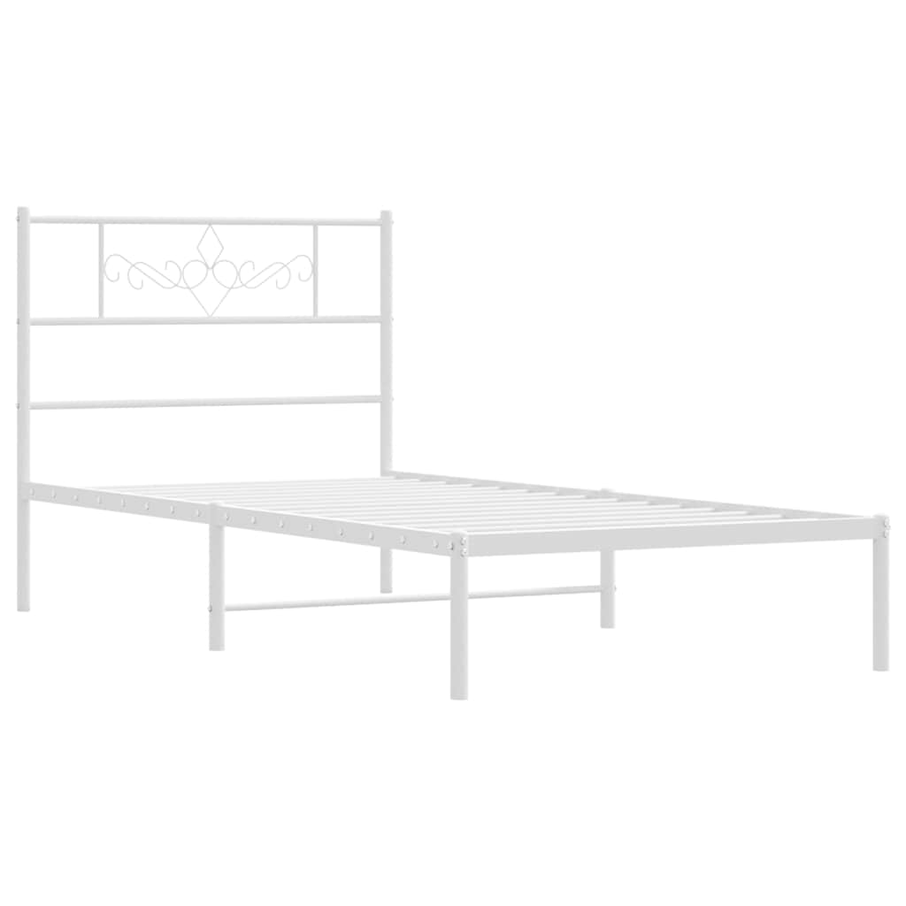 sengeramme med sengegavl 100x190 cm metal hvid