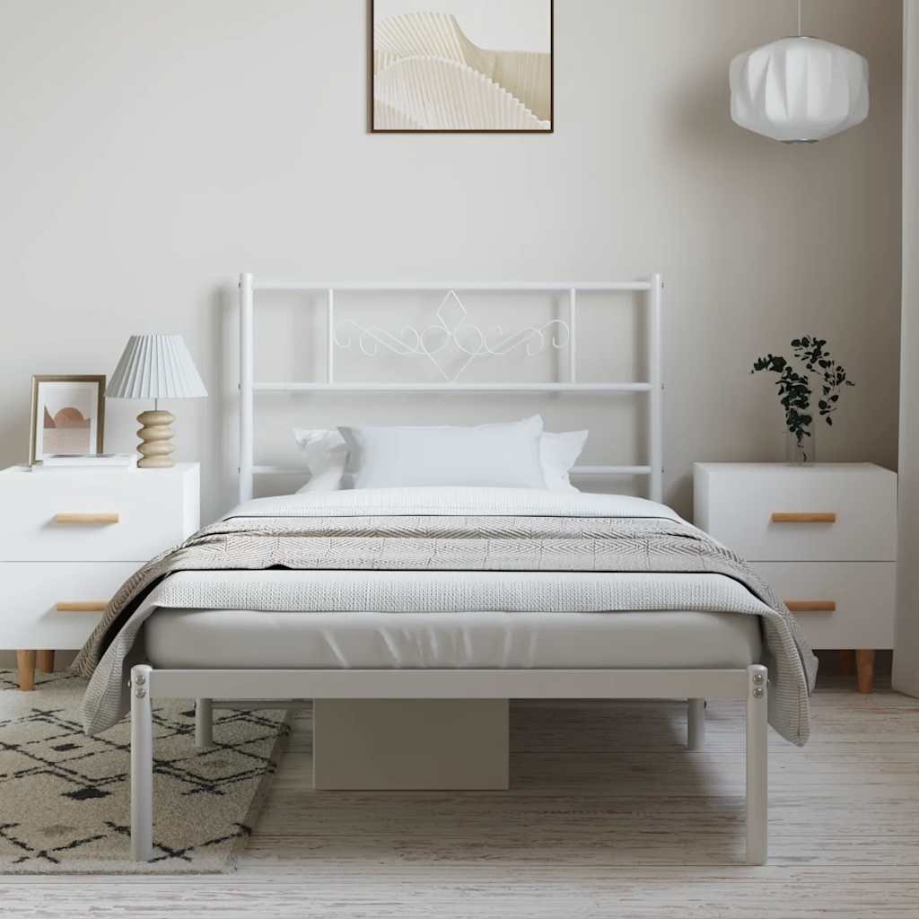 sengeramme med sengegavl 100x190 cm metal hvid