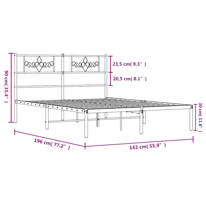 sengeramme med sengegavl 135x190 cm metal hvid