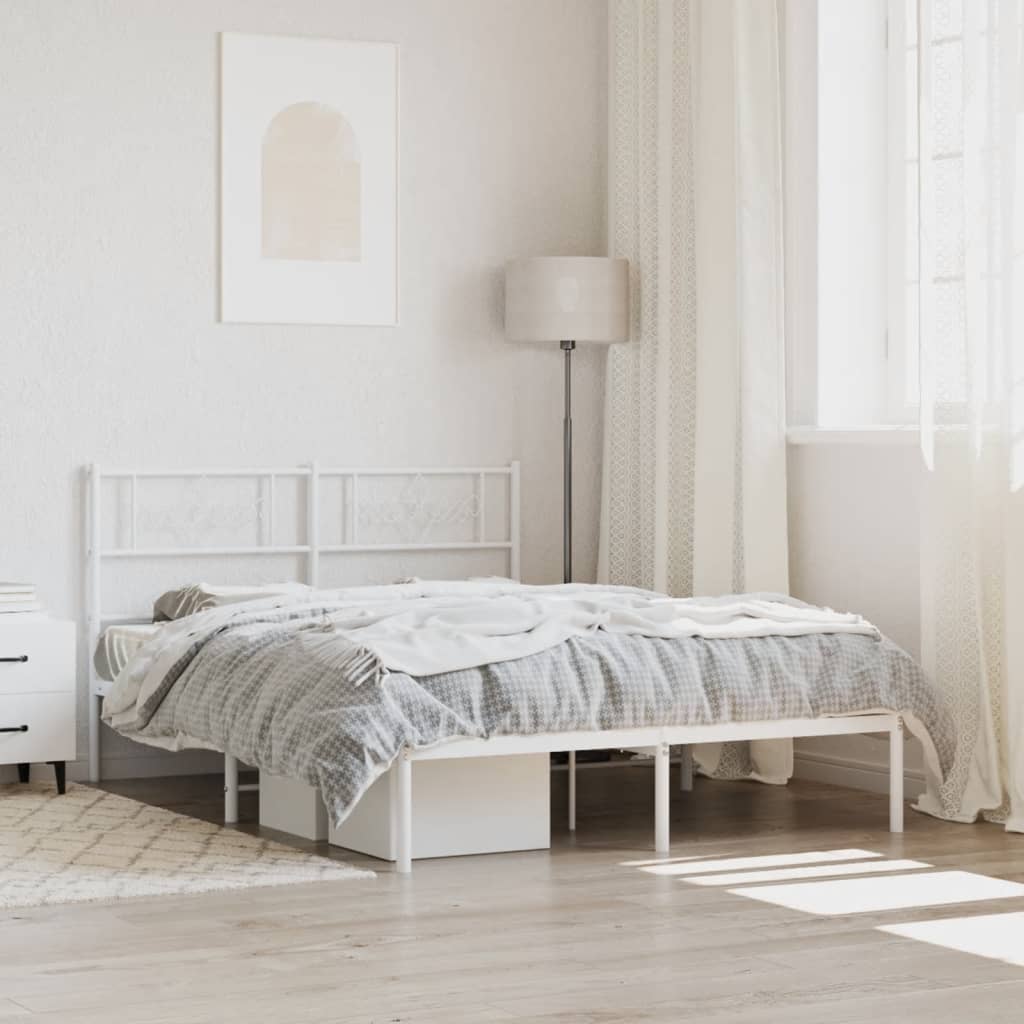 sengeramme med sengegavl 140x200 cm metal hvid