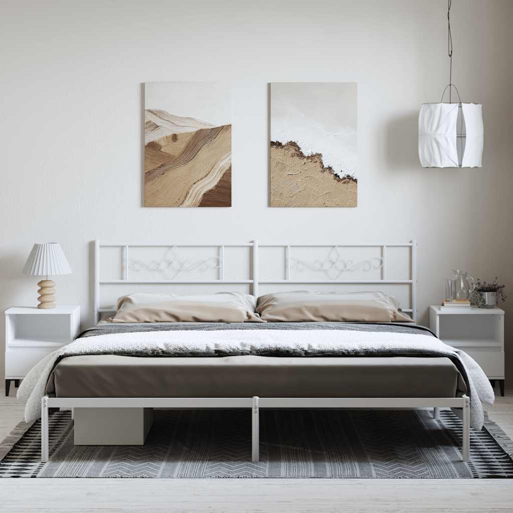sengeramme med sengegavl 183x213 cm metal hvid