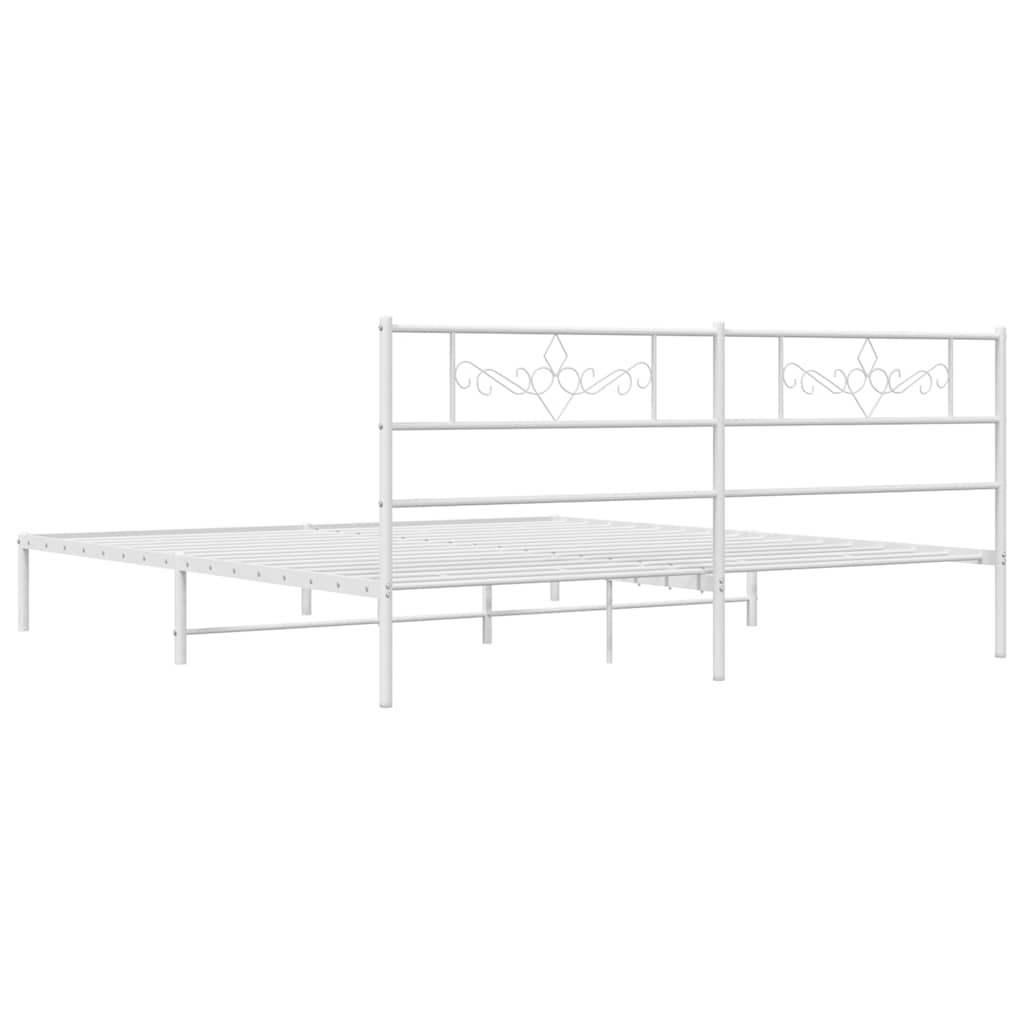 sengeramme med sengegavl 183x213 cm metal hvid