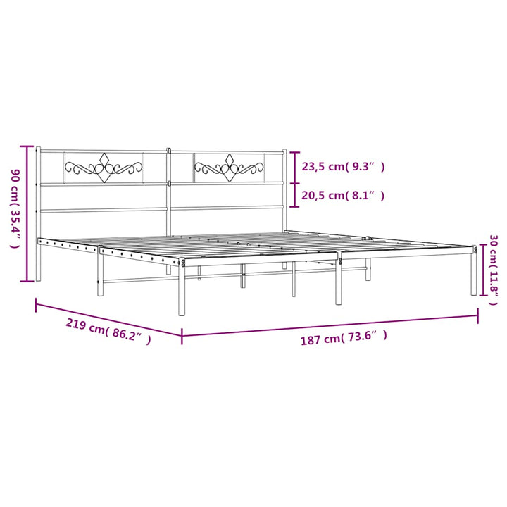 sengeramme med sengegavl 183x213 cm metal hvid