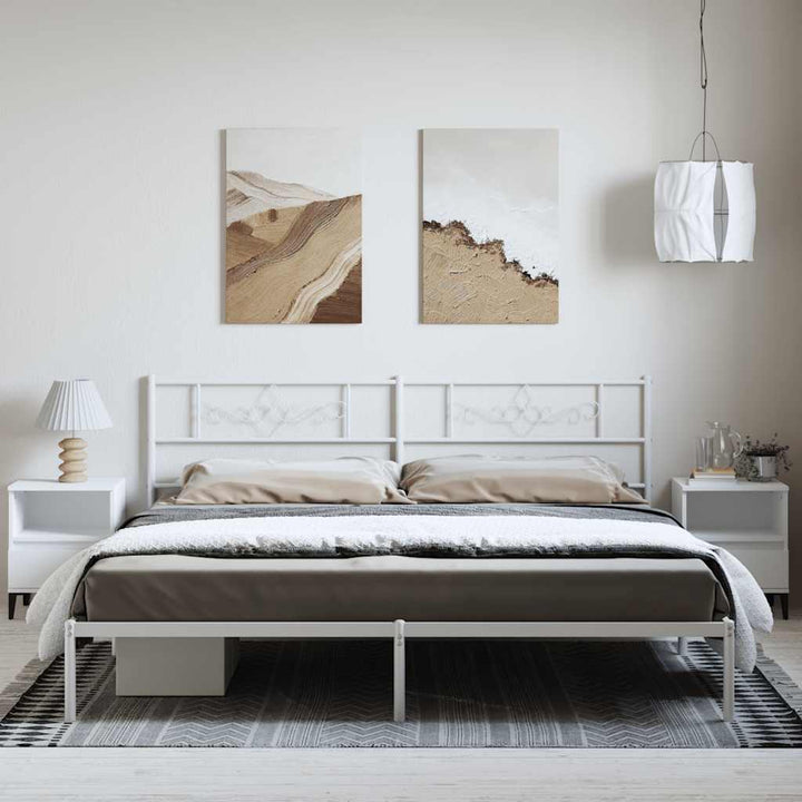 sengeramme med sengegavl 193x203 cm metal hvid