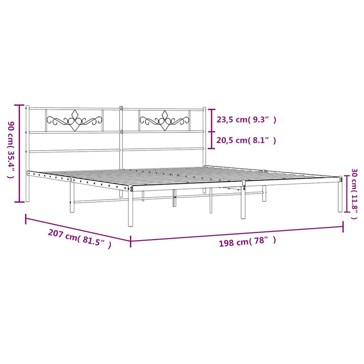 sengeramme med sengegavl 193x203 cm metal hvid