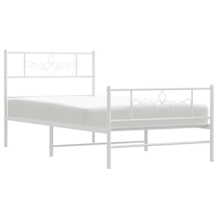 sengeramme med sengegavl og fodgærde 100x200 cm metal hvid