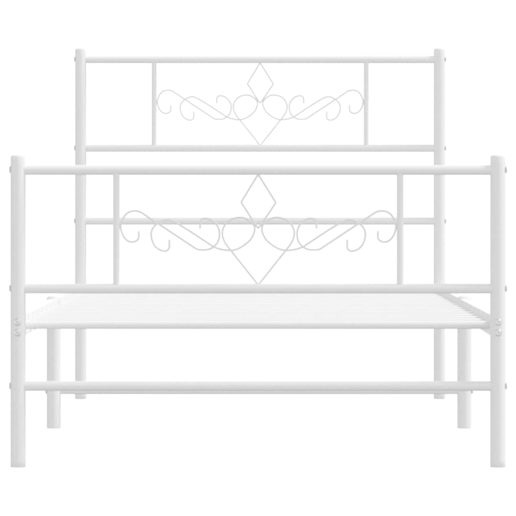 sengeramme med sengegavl og fodgærde 100x200 cm metal hvid