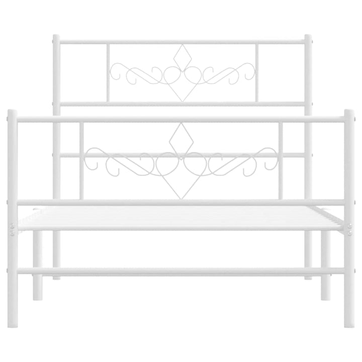 sengeramme med sengegavl og fodgærde 100x200 cm metal hvid