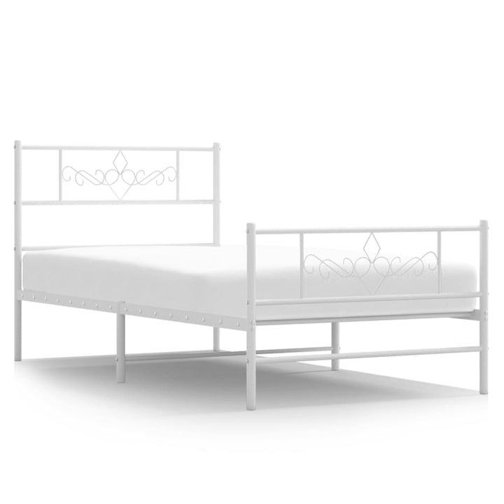 sengeramme med sengegavl og fodgærde 107x203 cm metal hvid
