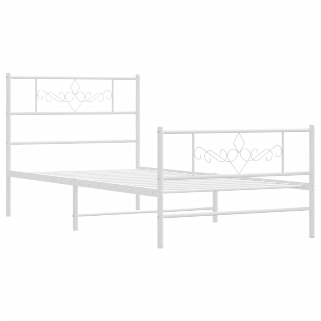 sengeramme med sengegavl og fodgærde 107x203 cm metal hvid