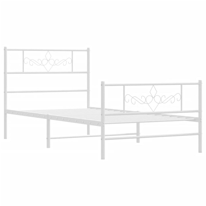 sengeramme med sengegavl og fodgærde 107x203 cm metal hvid