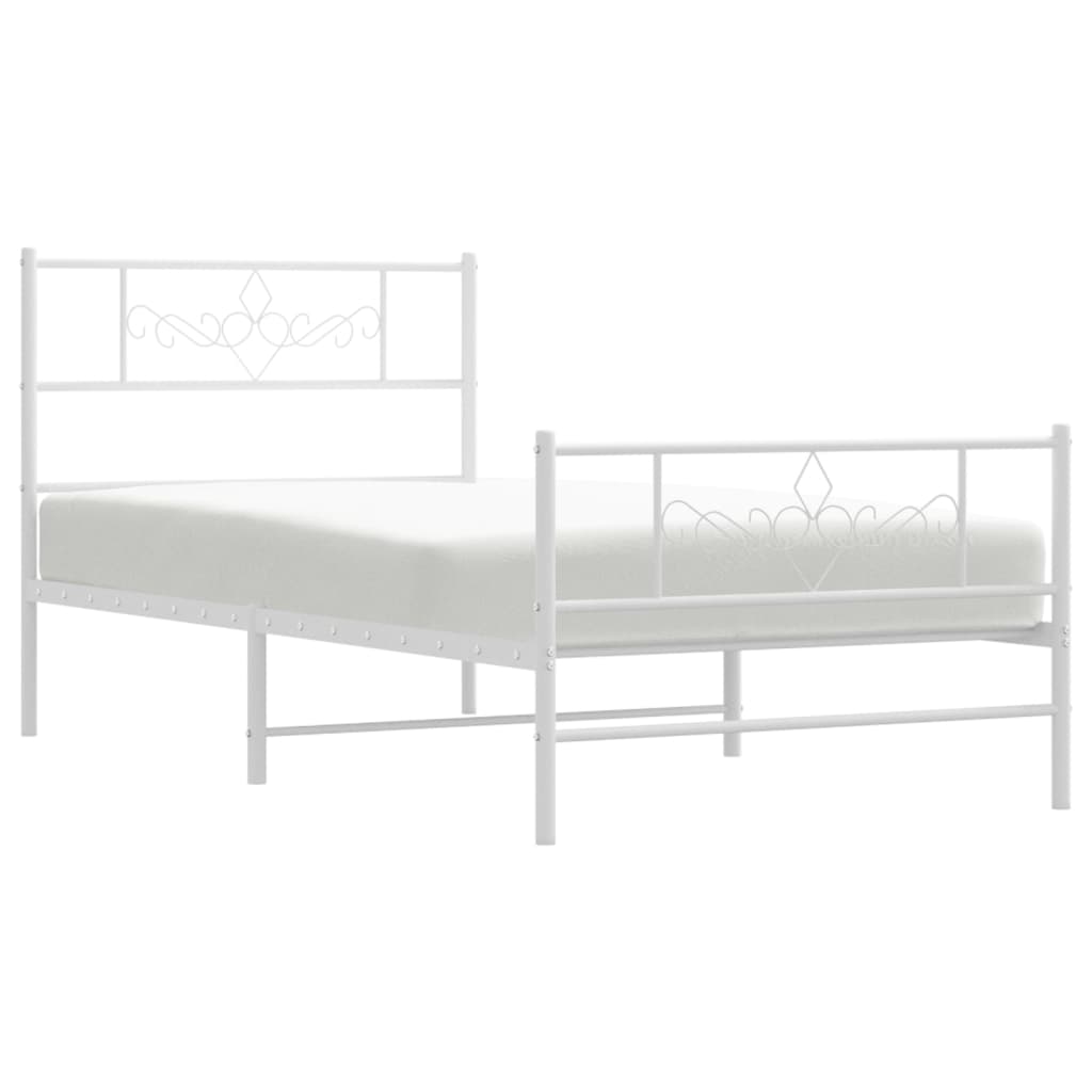 sengeramme med sengegavl og fodgærde 107x203 cm metal hvid