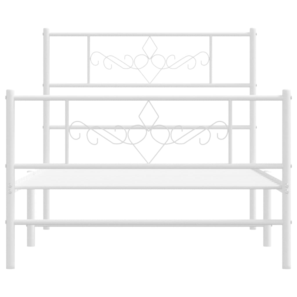sengeramme med sengegavl og fodgærde 107x203 cm metal hvid