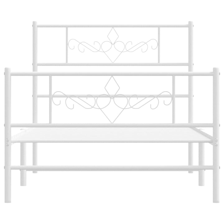sengeramme med sengegavl og fodgærde 107x203 cm metal hvid