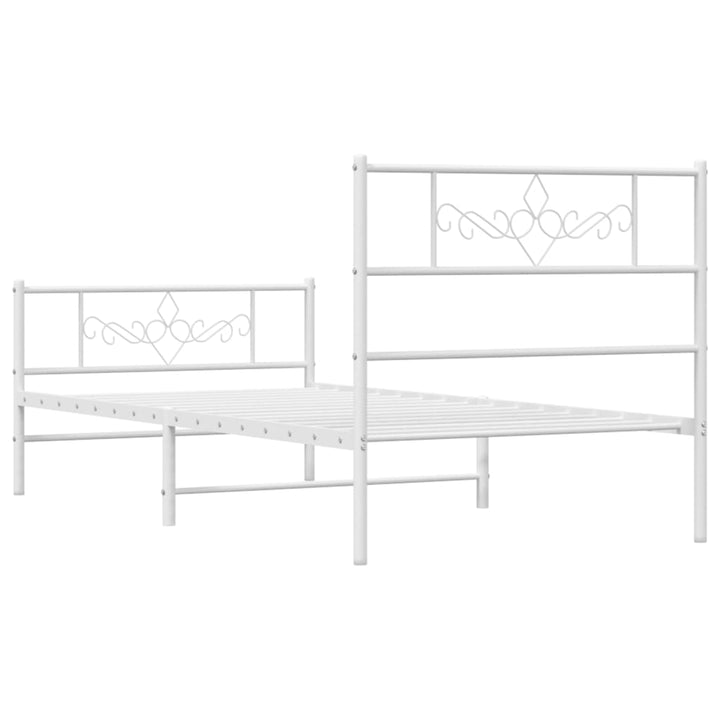 sengeramme med sengegavl og fodgærde 107x203 cm metal hvid