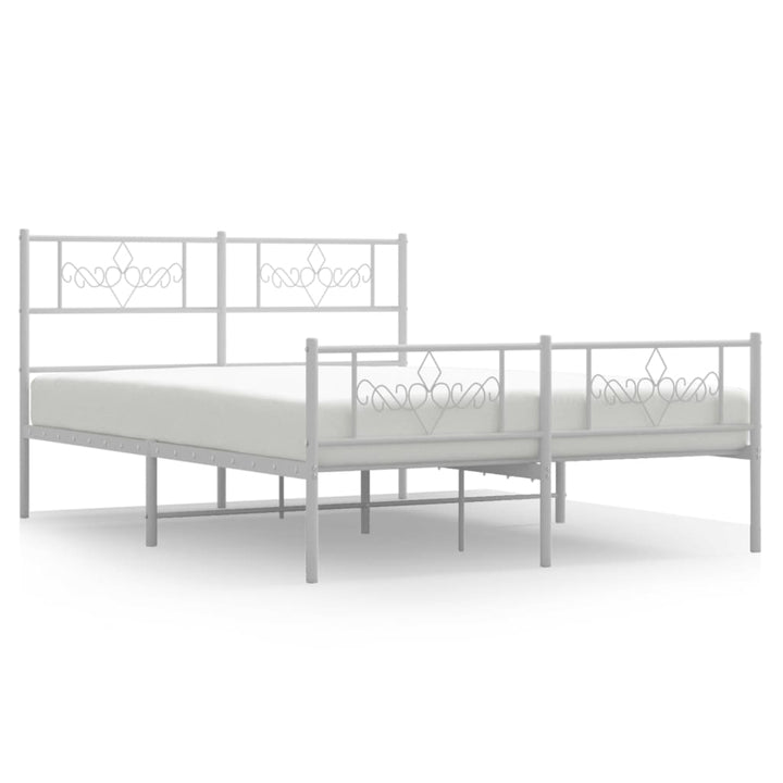 sengeramme med sengegavl og fodgærde 120x190 cm metal hvid