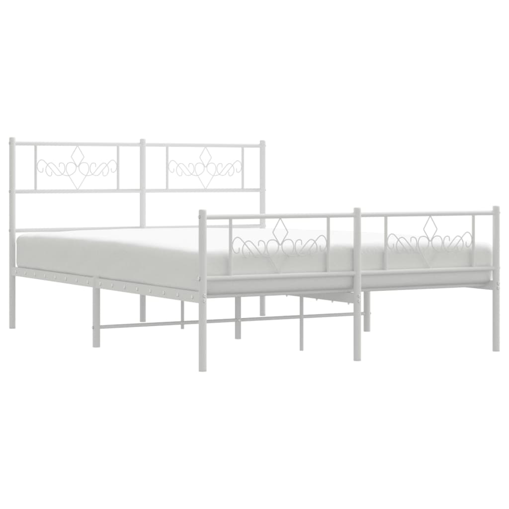 sengeramme med sengegavl og fodgærde 120x190 cm metal hvid