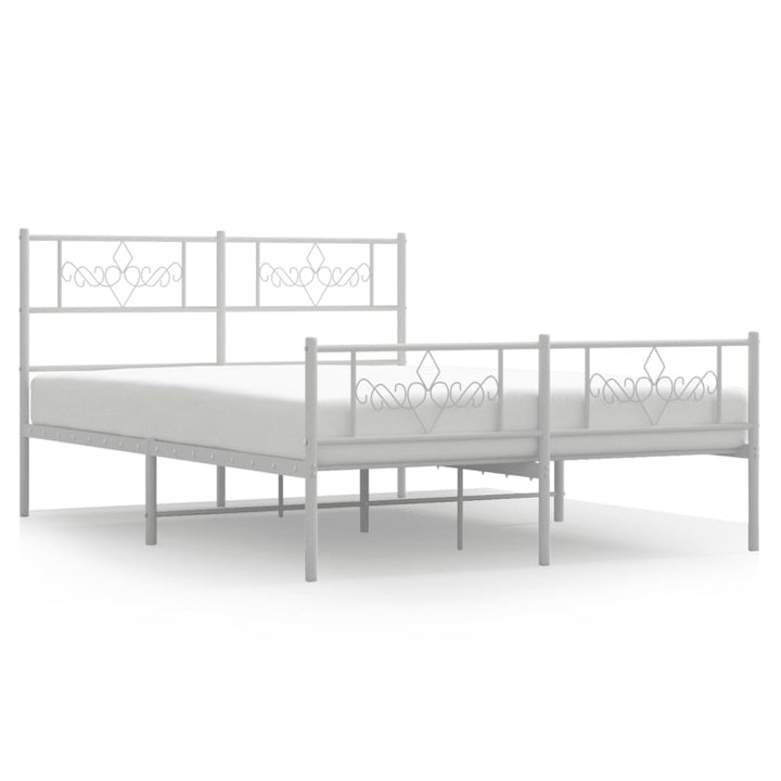 sengeramme med sengegavl og fodgærde 120x200 cm metal hvid