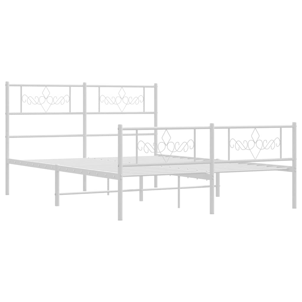 sengeramme med sengegavl og fodgærde 135x190 cm metal hvid
