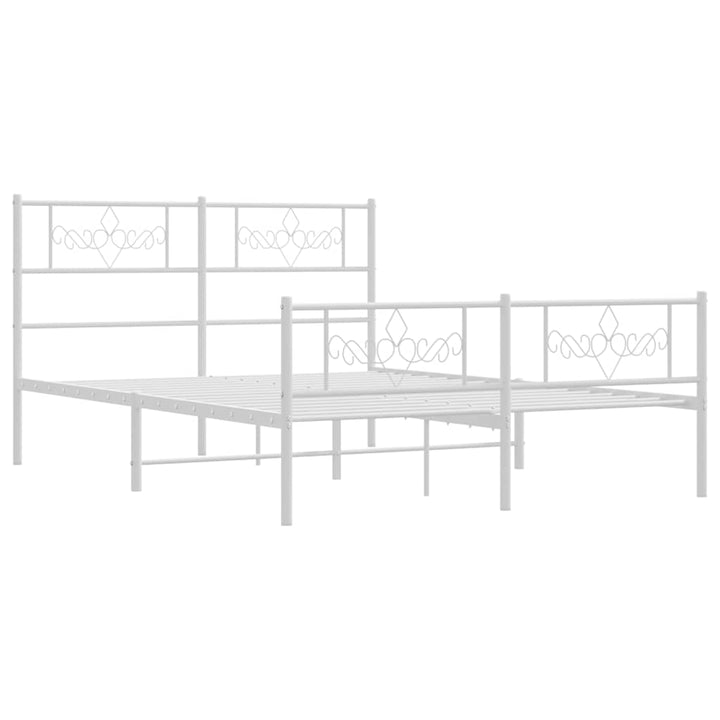 sengeramme med sengegavl og fodgærde 140x190 cm metal hvid