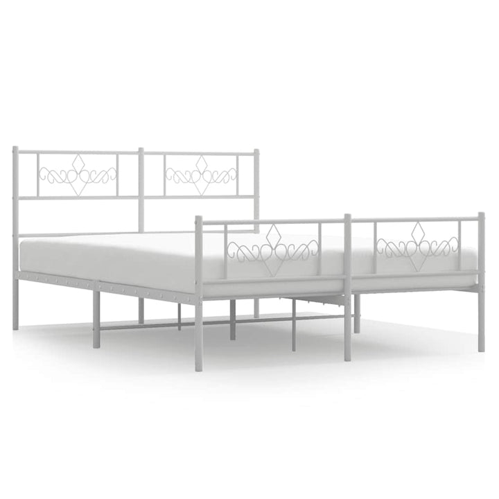 sengeramme med sengegavl og fodgærde 140x200 cm metal hvid
