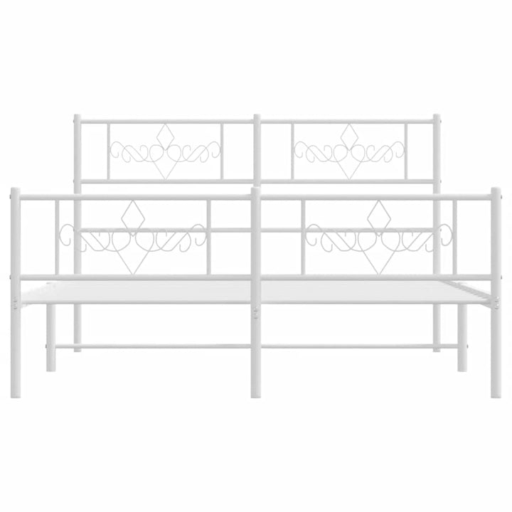 sengeramme med sengegavl og fodgærde 140x200 cm metal hvid