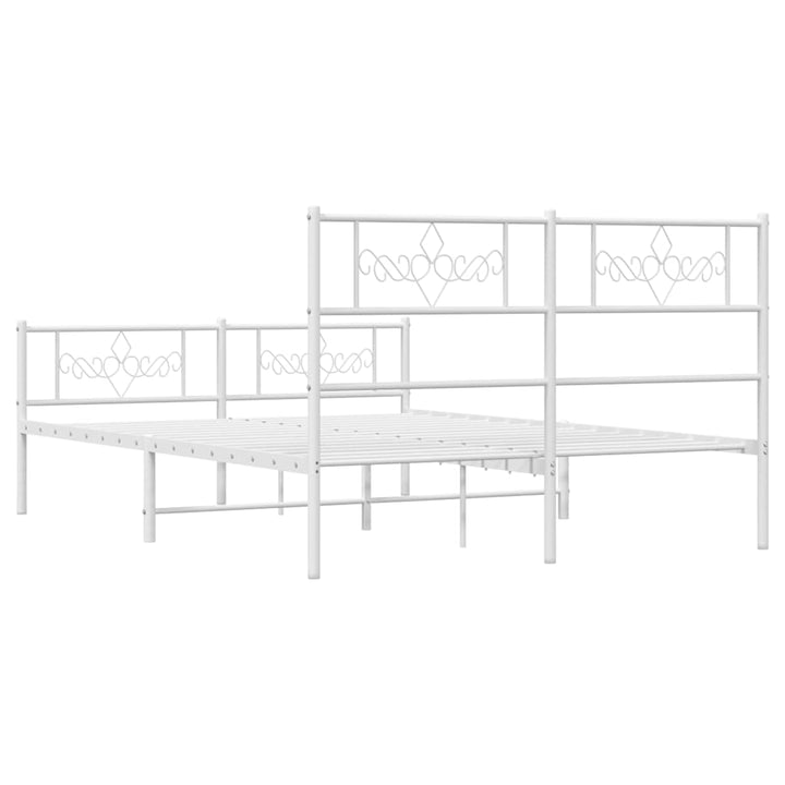 sengeramme med sengegavl og fodgærde 140x200 cm metal hvid