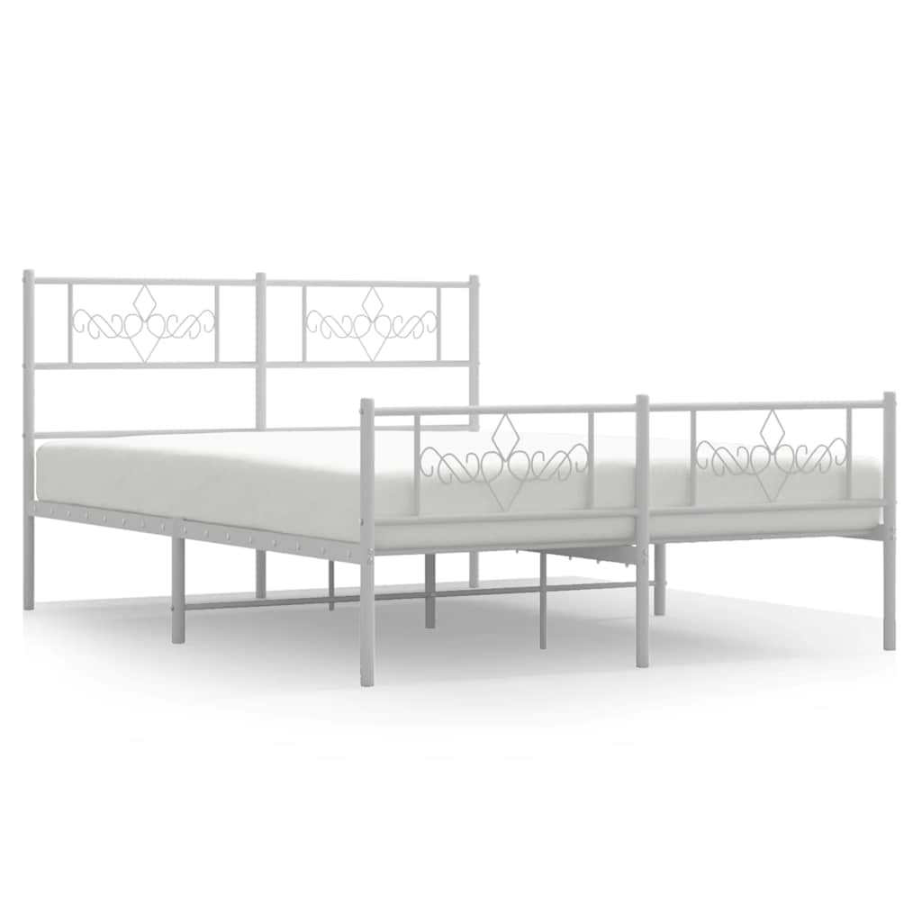 sengeramme med sengegavl og fodgærde 150x200 cm metal hvid