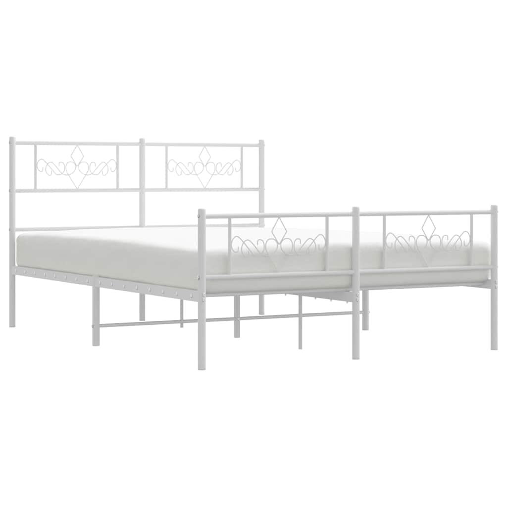 sengeramme med sengegavl og fodgærde 150x200 cm metal hvid
