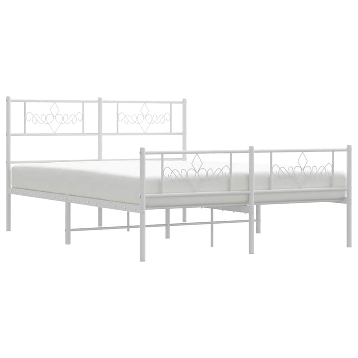 sengeramme med sengegavl og fodgærde 150x200 cm metal hvid