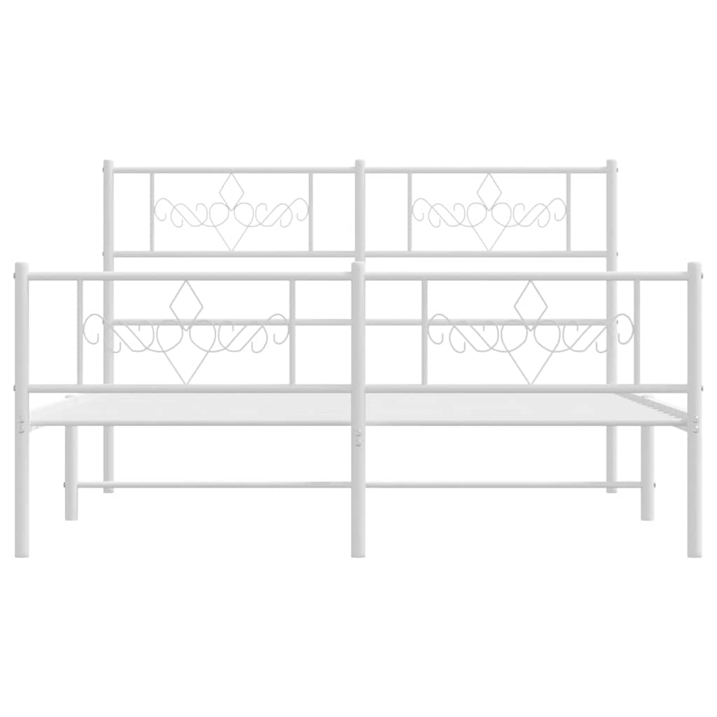 sengeramme med sengegavl og fodgærde 150x200 cm metal hvid