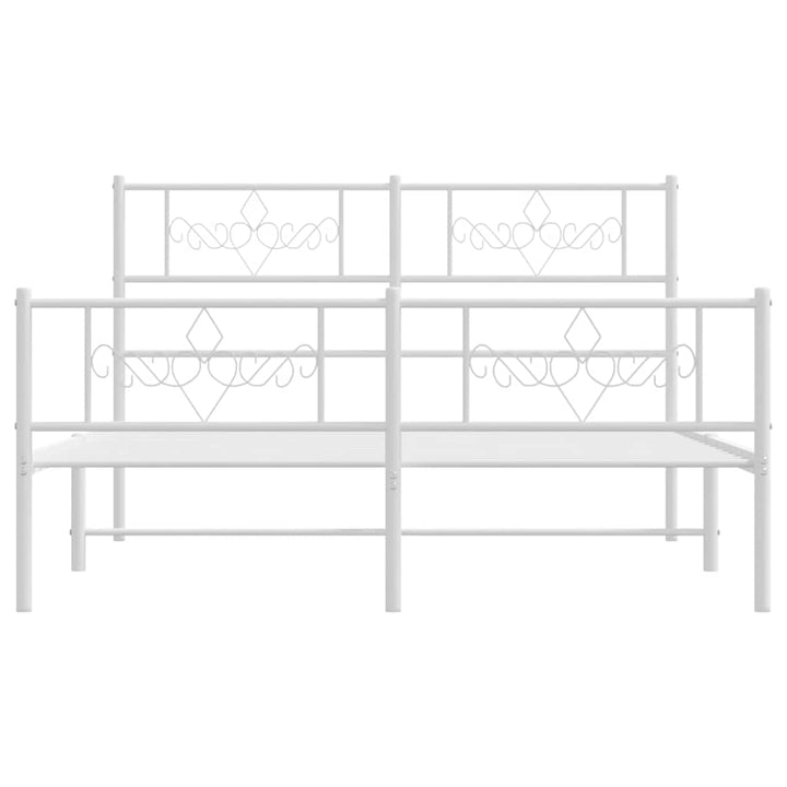 sengeramme med sengegavl og fodgærde 150x200 cm metal hvid