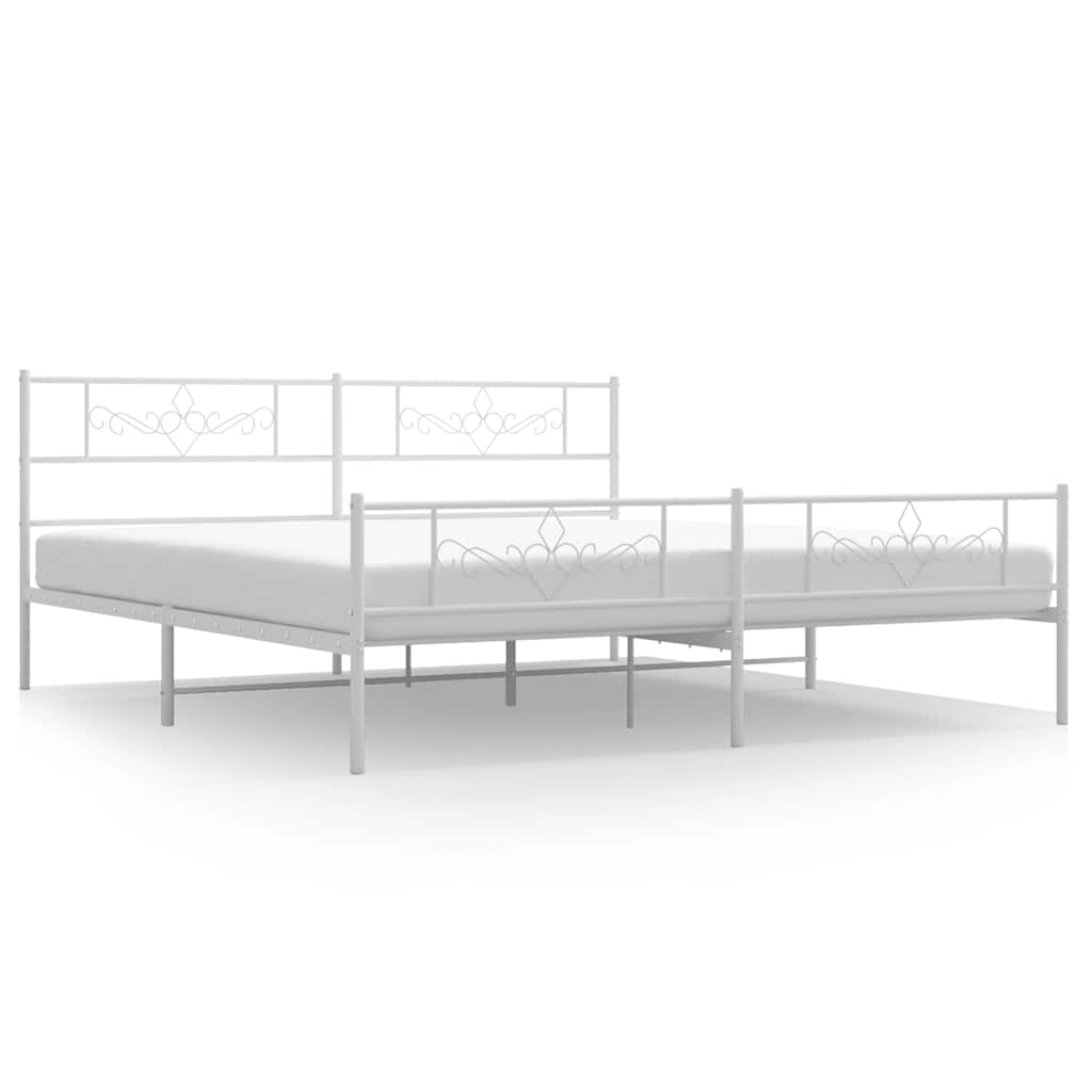 sengeramme med sengegavl og fodgærde 183x213 cm metal hvid