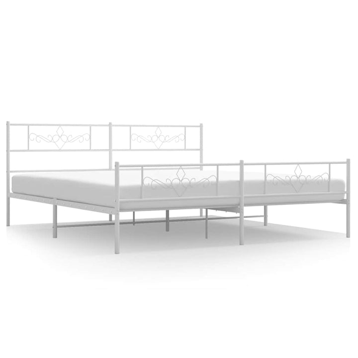 sengeramme med sengegavl og fodgærde 193x203 cm metal hvid