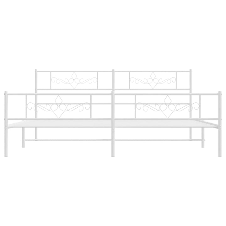 sengeramme med sengegavl og fodgærde 193x203 cm metal hvid