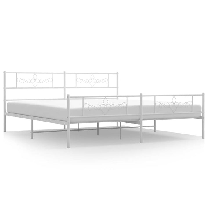 sengeramme med sengegavl og fodgærde 200x200 cm metal hvid
