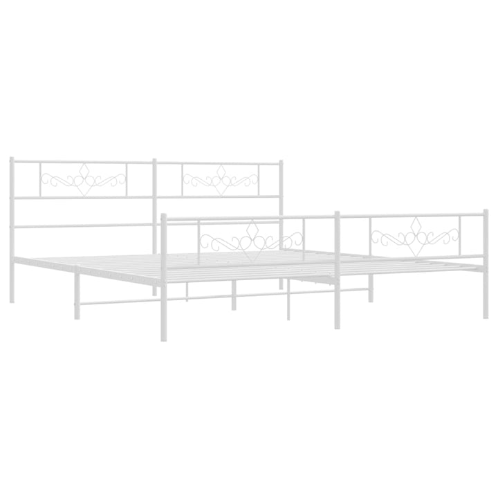 sengeramme med sengegavl og fodgærde 200x200 cm metal hvid