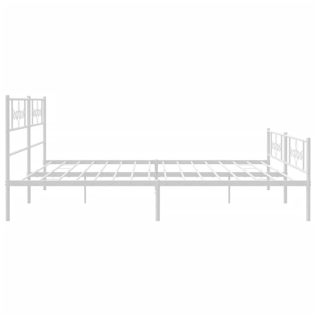 sengeramme med sengegavl og fodgærde 200x200 cm metal hvid