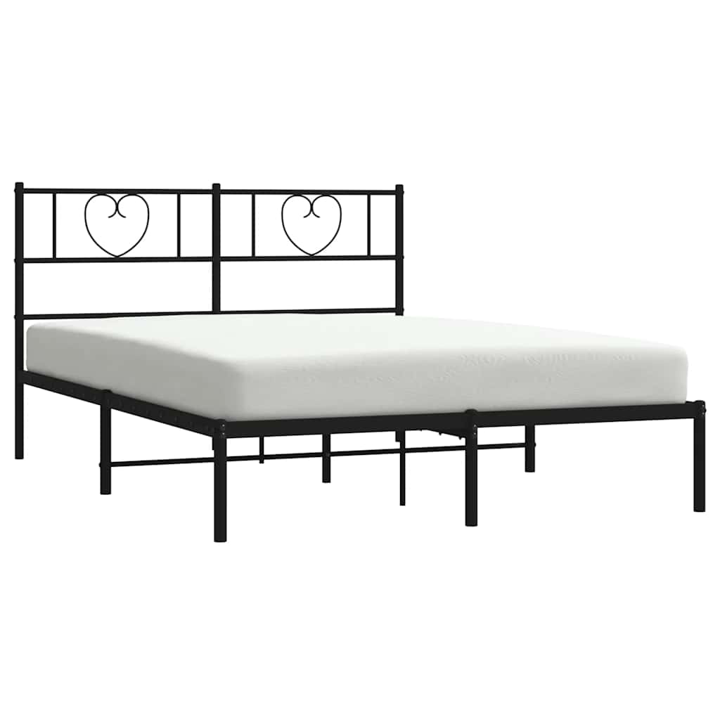 sengeramme med sengegavl 135x190 cm metal sort