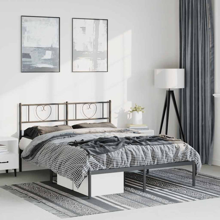 sengeramme med sengegavl 135x190 cm metal sort