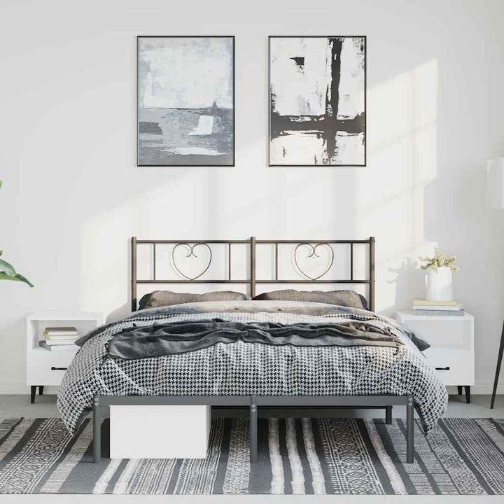 sengeramme med sengegavl 150x200 cm metal sort