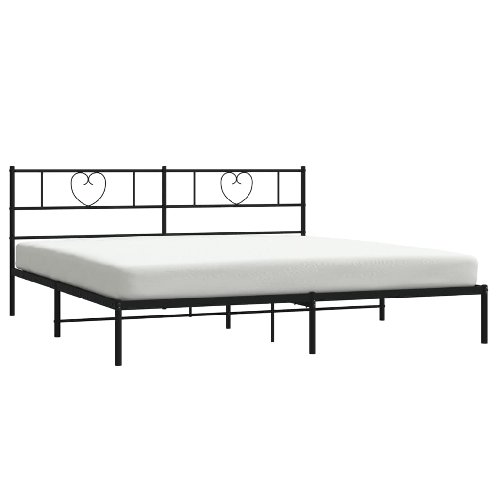 sengeramme med sengegavl 200x200 cm metal sort