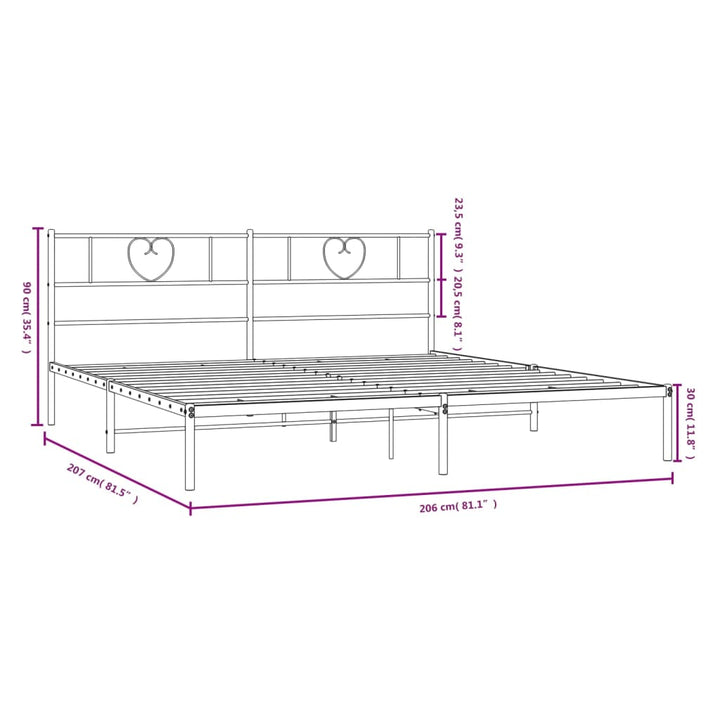 sengeramme med sengegavl 200x200 cm metal sort