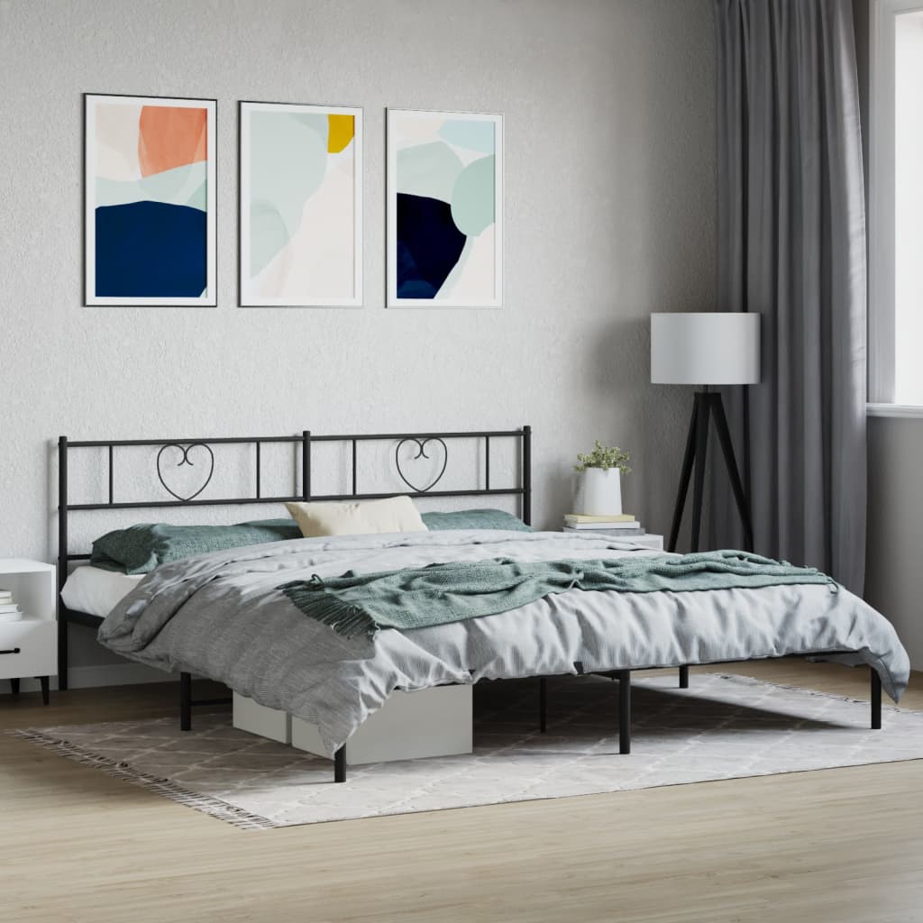 sengeramme med sengegavl 200x200 cm metal sort
