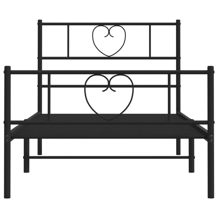 sengeramme med sengegavl og fodgærde 75x190 cm metal sort