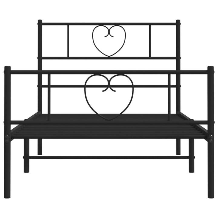 sengeramme med sengegavl og fodgærde 80x200 cm metal sort